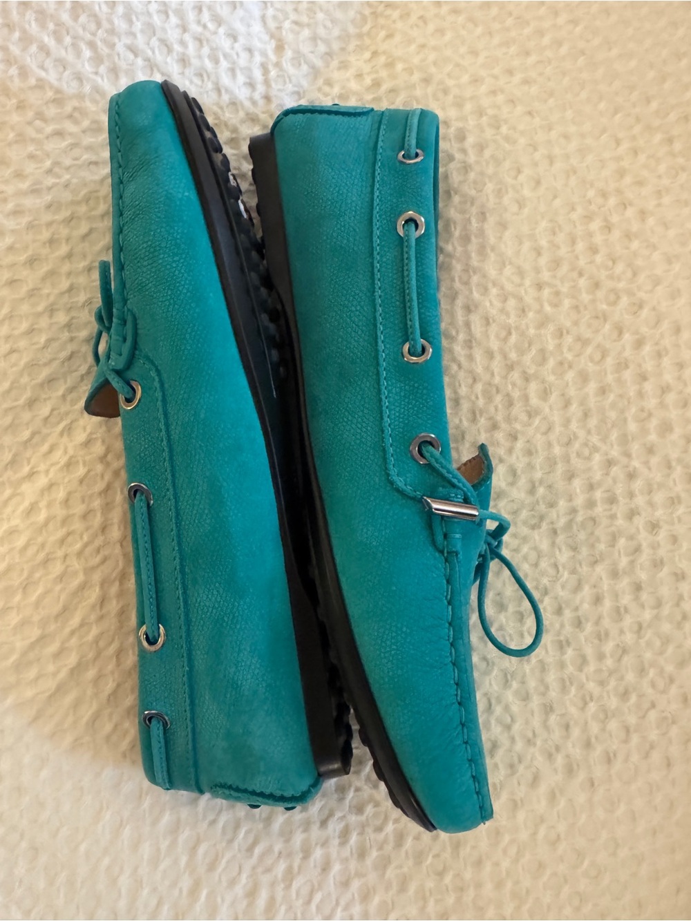 TOD'S Teal Suede Moccasin Driving Loafers - Picture 3 of 7